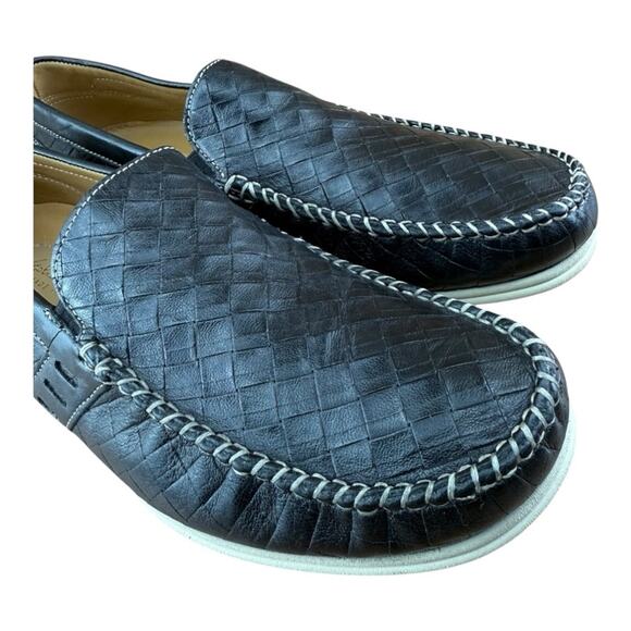 Galizio Torresi Men’s slip on Leather  navy Blue shoes loafers Size 8.5-9|42 EU